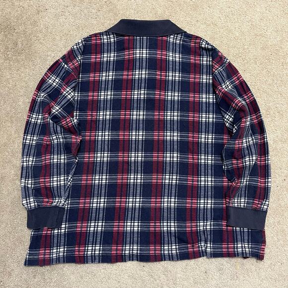 Ash Creek Trading Navy/Red Plaid Long Sleeve Polo Large - Picture 3 of 7